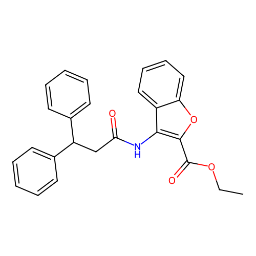 Ethyl 3-(3,3-diphenylpropanamido)benzofuran-2-carboxylate structure