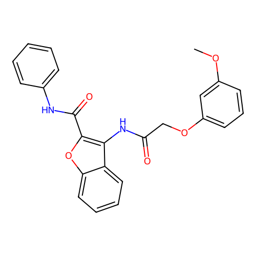 3-(2-(3-methoxyphenoxy)acetamido)-N-phenylbenzofuran-2-carboxamide structure