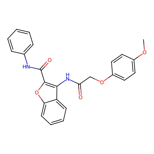 3-(2-(4-methoxyphenoxy)acetamido)-N-phenylbenzofuran-2-carboxamide structure