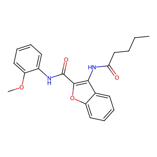 N-(2-methoxyphenyl)-3-pentanamidobenzofuran-2-carboxamide structure