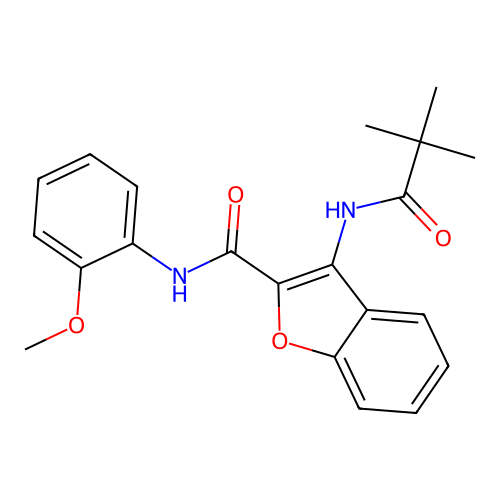 N-(2-methoxyphenyl)-3-pivalamidobenzofuran-2-carboxamide structure