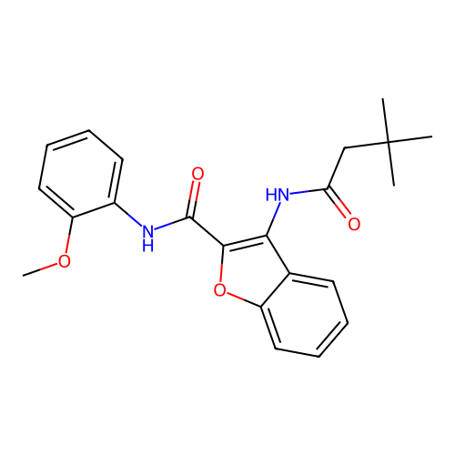3-(3,3-dimethylbutanamido)-N-(2-methoxyphenyl)benzofuran-2-carboxamide structure