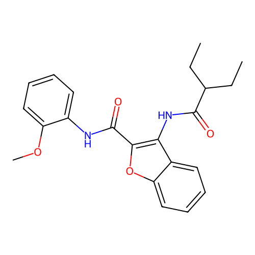 3-(2-ethylbutanamido)-N-(2-methoxyphenyl)benzofuran-2-carboxamide structure