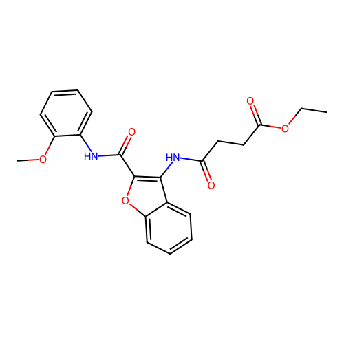 Ethyl 4-((2-((2-methoxyphenyl)carbamoyl)benzofuran-3-yl)amino)-4-oxobutanoate structure