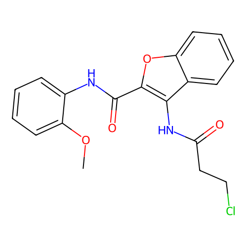 3-(3-chloropropanamido)-N-(2-methoxyphenyl)-1-benzofuran-2-carboxamide structure