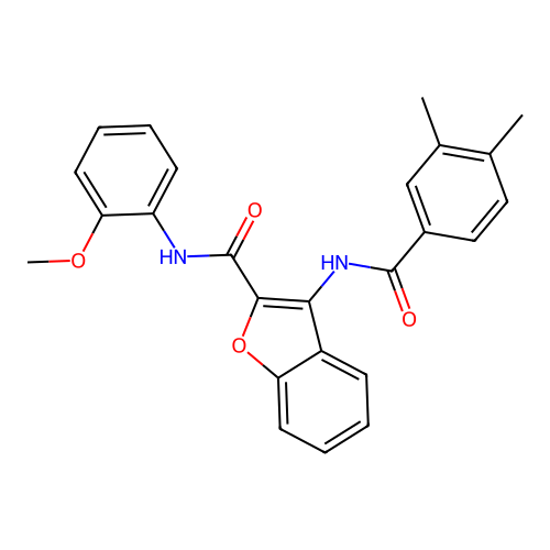 3-(3,4-dimethylbenzamido)-N-(2-methoxyphenyl)benzofuran-2-carboxamide structure