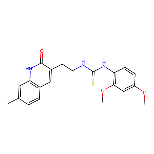 1-(2,4-dimethoxyphenyl)-3-[2-(7-methyl-2-oxo-1H-quinolin-3-yl)ethyl]thiourea structure