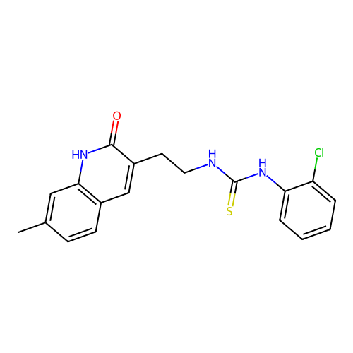 1-(2-Chlorophenyl)-3-(2-(7-methyl-2-oxo-1,2-dihydroquinolin-3-yl)ethyl)thiourea structure