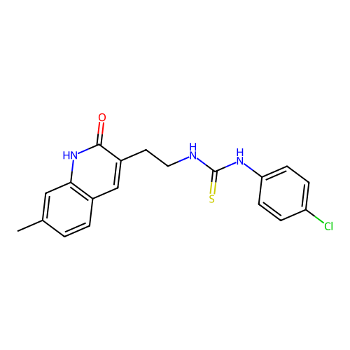 1-(4-chlorophenyl)-3-[2-(7-methyl-2-oxo-1H-quinolin-3-yl)ethyl]thiourea structure
