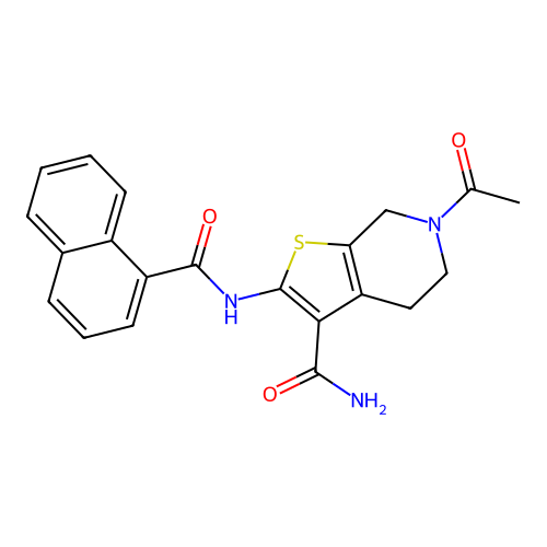 6-acetyl-2-(naphthalene-1-carbonylamino)-5,7-dihydro-4H-thieno[2,3-c]pyridine-3-carboxamide structure