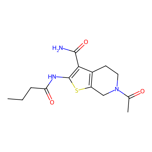 6-Acetyl-2-butyramido-4,5,6,7-tetrahydrothieno[2,3-c]pyridine-3-carboxamide structure