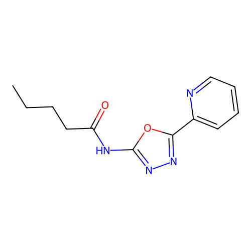 N-(5-(pyridin-2-yl)-1,3,4-oxadiazol-2-yl)pentanamide structure