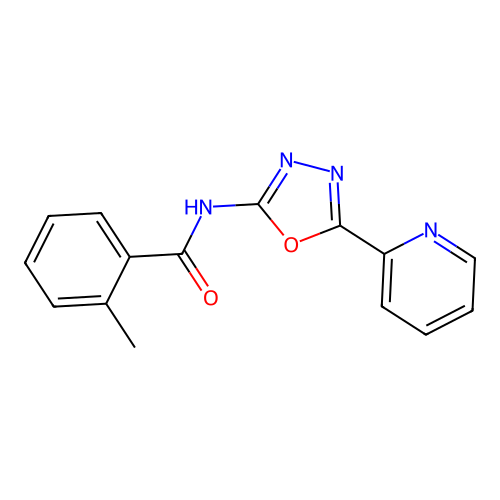 2-methyl-N-[5-(pyridin-2-yl)-1,3,4-oxadiazol-2-yl]benzamide structure