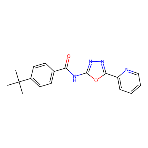 4-(tert-butyl)-N-(5-(pyridin-2-yl)-1,3,4-oxadiazol-2-yl)benzamide structure