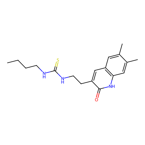 1-Butyl-3-(2-(6,7-dimethyl-2-oxo-1,2-dihydroquinolin-3-yl)ethyl)thiourea structure