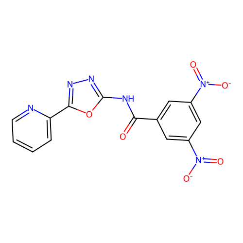 3,5-dinitro-N-(5-pyridin-2-yl-1,3,4-oxadiazol-2-yl)benzamide structure