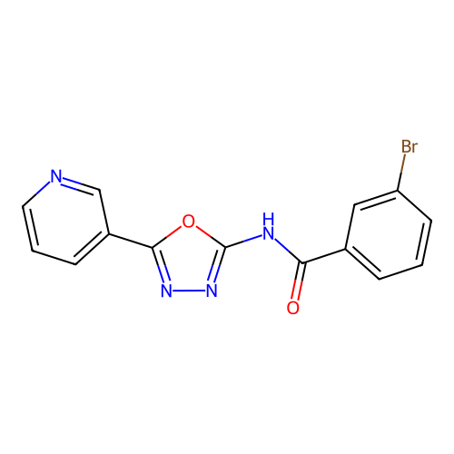 3-bromo-N-(5-(pyridin-3-yl)-1,3,4-oxadiazol-2-yl)benzamide structure
