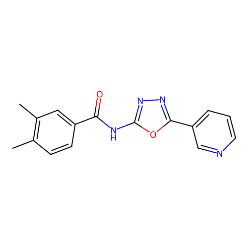 3,4-dimethyl-N-[5-(pyridin-3-yl)-1,3,4-oxadiazol-2-yl]benzamide structure