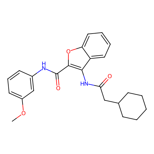 3-(2-cyclohexylacetamido)-N-(3-methoxyphenyl)benzofuran-2-carboxamide structure