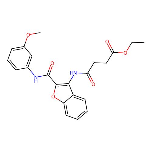 Ethyl 4-((2-((3-methoxyphenyl)carbamoyl)benzofuran-3-yl)amino)-4-oxobutanoate structure