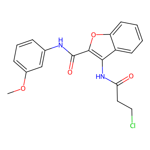 3-(3-chloropropanamido)-N-(3-methoxyphenyl)benzofuran-2-carboxamide structure