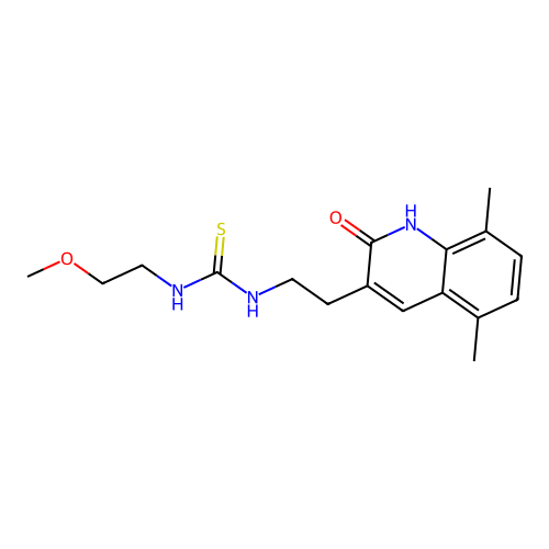 1-[2-(5,8-dimethyl-2-oxo-1H-quinolin-3-yl)ethyl]-3-(2-methoxyethyl)thiourea structure