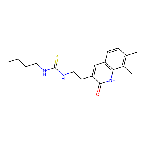 1-Butyl-3-(2-(7,8-dimethyl-2-oxo-1,2-dihydroquinolin-3-yl)ethyl)thiourea structure