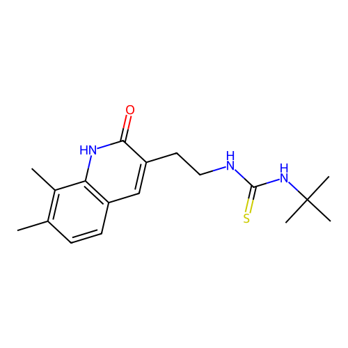 1-(Tert-butyl)-3-(2-(7,8-dimethyl-2-oxo-1,2-dihydroquinolin-3-yl)ethyl)thiourea structure