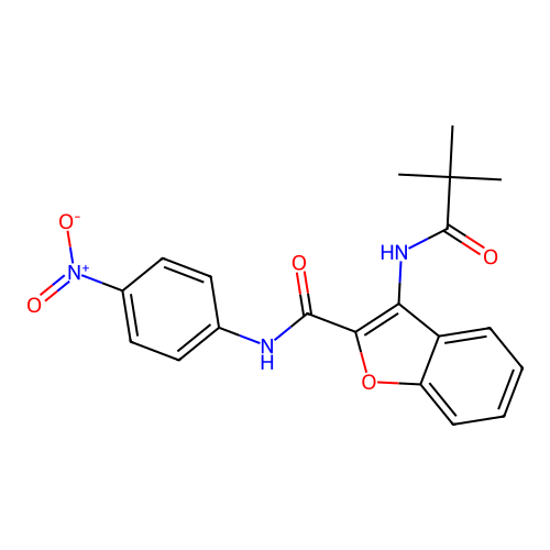 N-(4-nitrophenyl)-3-pivalamidobenzofuran-2-carboxamide structure