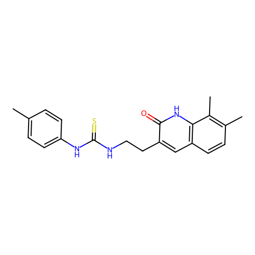 1-[2-(7,8-dimethyl-2-oxo-1H-quinolin-3-yl)ethyl]-3-(4-methylphenyl)thiourea structure