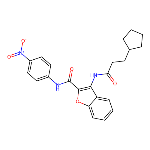 3-(3-cyclopentylpropanamido)-N-(4-nitrophenyl)benzofuran-2-carboxamide structure