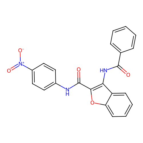 3-benzamido-N-(4-nitrophenyl)-1-benzofuran-2-carboxamide structure