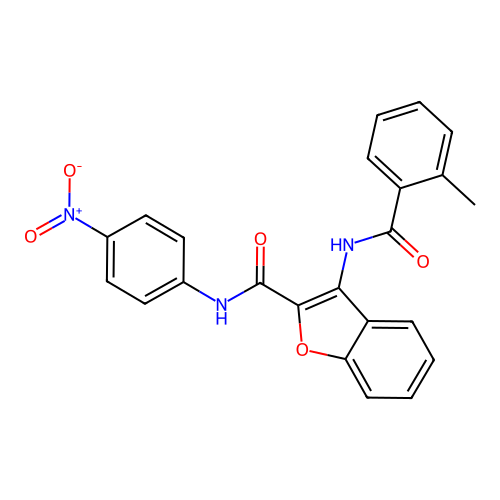 3-(2-methylbenzamido)-N-(4-nitrophenyl)benzofuran-2-carboxamide structure