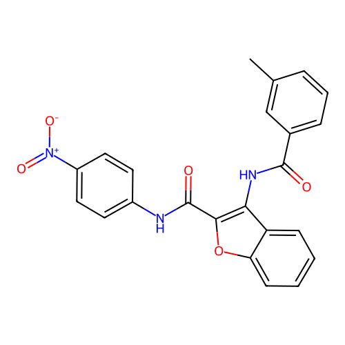 3-(3-methylbenzamido)-N-(4-nitrophenyl)benzofuran-2-carboxamide structure