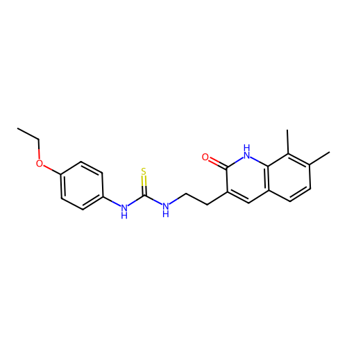 1-[2-(7,8-dimethyl-2-oxo-1H-quinolin-3-yl)ethyl]-3-(4-ethoxyphenyl)thiourea structure