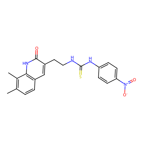 1-[2-(7,8-dimethyl-2-oxo-1H-quinolin-3-yl)ethyl]-3-(4-nitrophenyl)thiourea structure