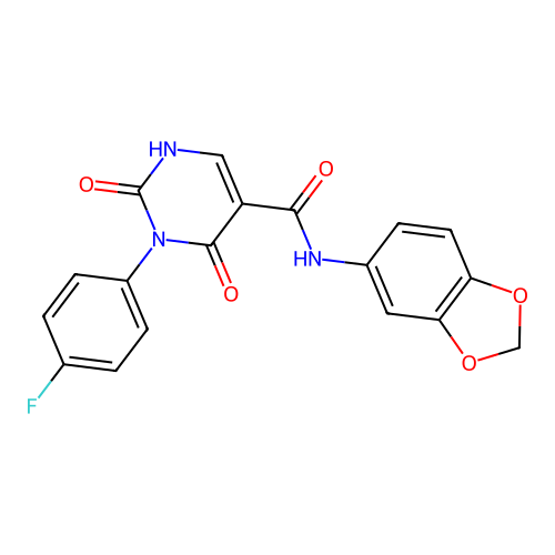 N-(1,3-benzodioxol-5-yl)-3-(4-fluorophenyl)-2,4-dioxo-1H-pyrimidine-5-carboxamide structure