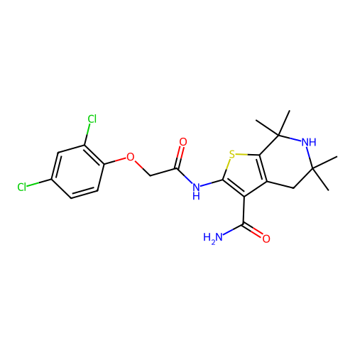 2-[[2-(2,4-dichlorophenoxy)acetyl]amino]-5,5,7,7-tetramethyl-4,6-dihydrothieno[2,3-c]pyridine-3-carboxamide structure