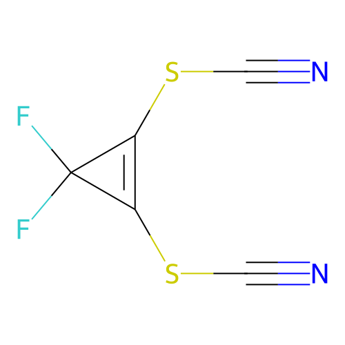 Thiocyanic acid, 3,3-difluoro-1-cyclopropene-1,2-diyl ester structure