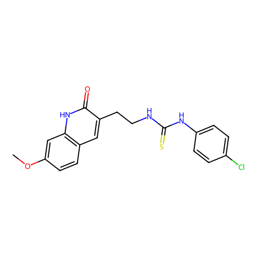 1-(4-Chlorophenyl)-3-(2-(7-methoxy-2-oxo-1,2-dihydroquinolin-3-yl)ethyl)thiourea structure