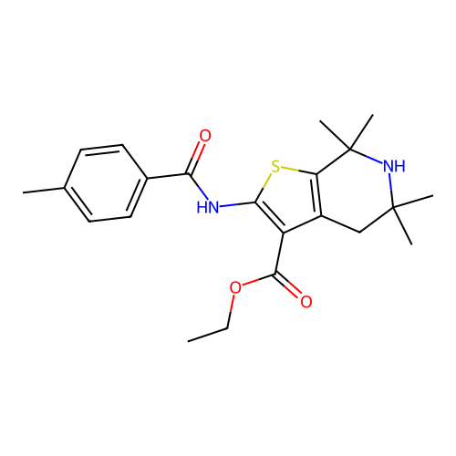 ethyl 5,5,7,7-tetramethyl-2-(4-methylbenzamido)-4H,5H,6H,7H-thieno[2,3-c]pyridine-3-carboxylate structure