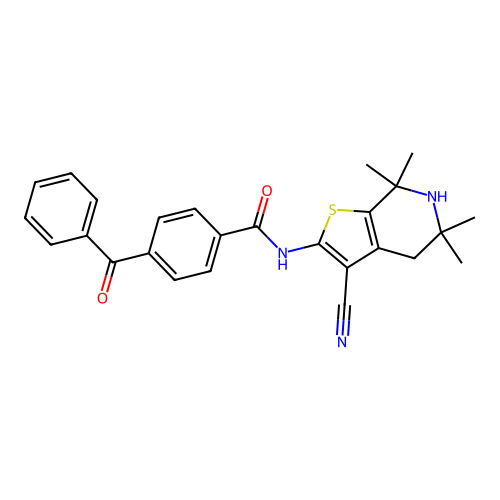 4-benzoyl-N-{3-cyano-5,5,7,7-tetramethyl-4H,5H,6H,7H-thieno[2,3-c]pyridin-2-yl}benzamide structure