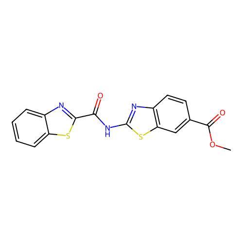 Methyl 2-(benzo[d]thiazole-2-carboxamido)benzo[d]thiazole-6-carboxylate structure