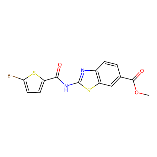 Methyl 2-(5-bromothiophene-2-carboxamido)benzo[d]thiazole-6-carboxylate structure