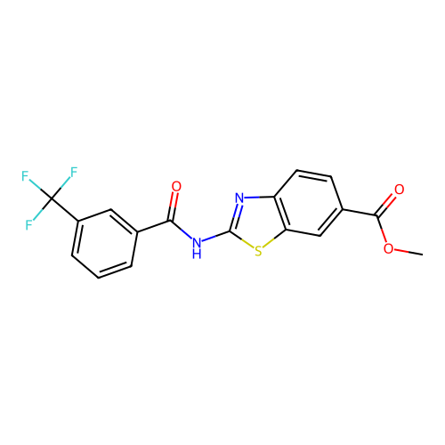 Methyl 2-(3-(trifluoromethyl)benzamido)benzo[d]thiazole-6-carboxylate structure