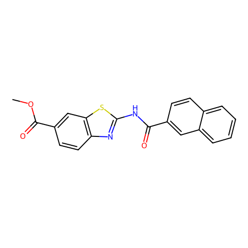 Methyl 2-[(2-naphthalenylcarbonyl)amino]-6-benzothiazolecarboxylate structure