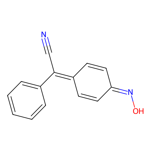 2-(4-(Hydroxyimino)cyclohexa-2,5-dien-1-ylidene)-2-phenylacetonitrile structure