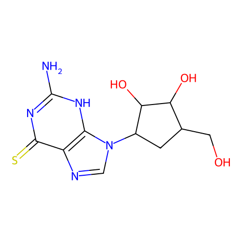 9H-purine-6(1H)-thione, 2-amino-9-(2,3-dihydroxy-4-(hydroxymethyl)cyclopentyl)- structure