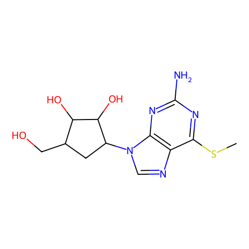 3-(2-Amino-6-methylsulfanylpurin-9-yl)-5-(hydroxymethyl)cyclopentane-1,2-diol structure