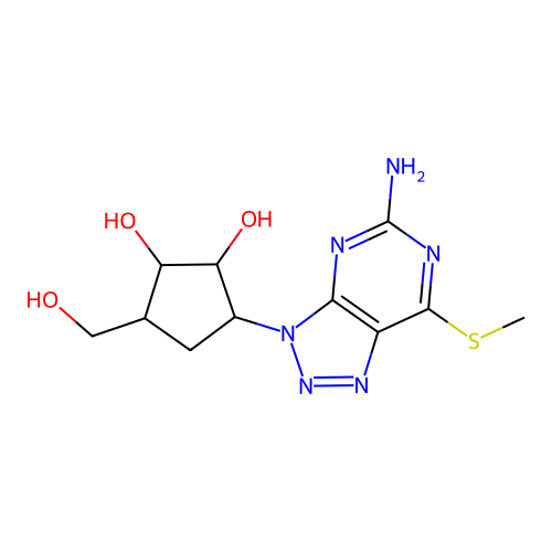 3-(5-Amino-7-(methylthio)-3H-[1,2,3]triazolo[4,5-d]pyrimidin-3-yl)-5-(hydroxymethyl)cyclopentane-1,2-diol structure
